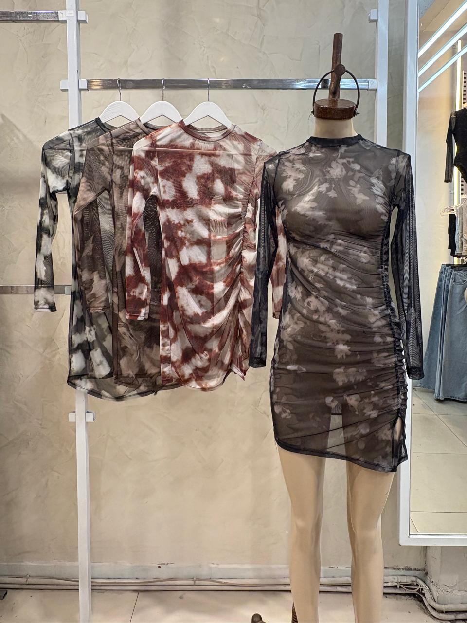Vestido Fruncido c/tajo(Tull sublimado)