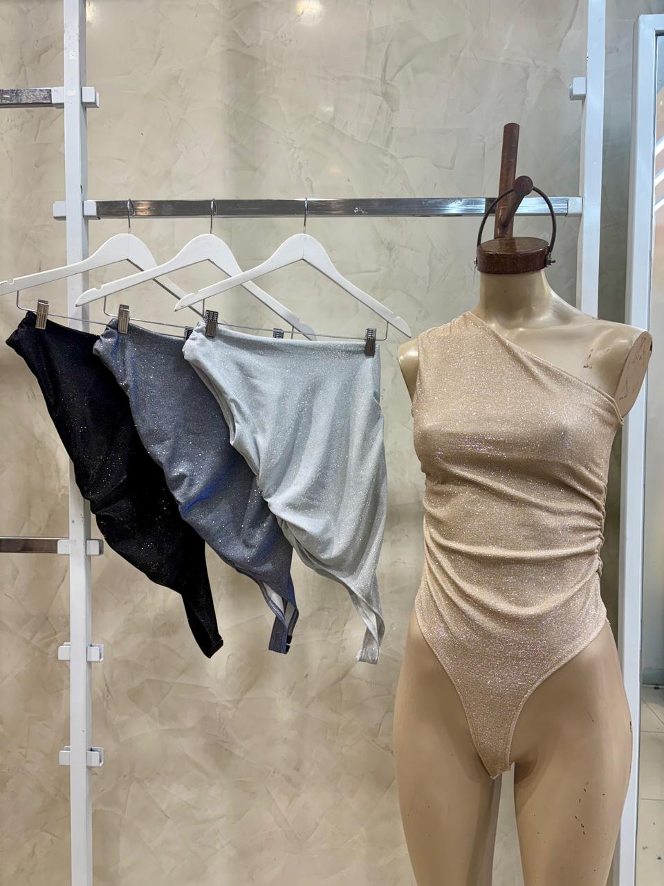 Body un hombro fruncido (Glitter)