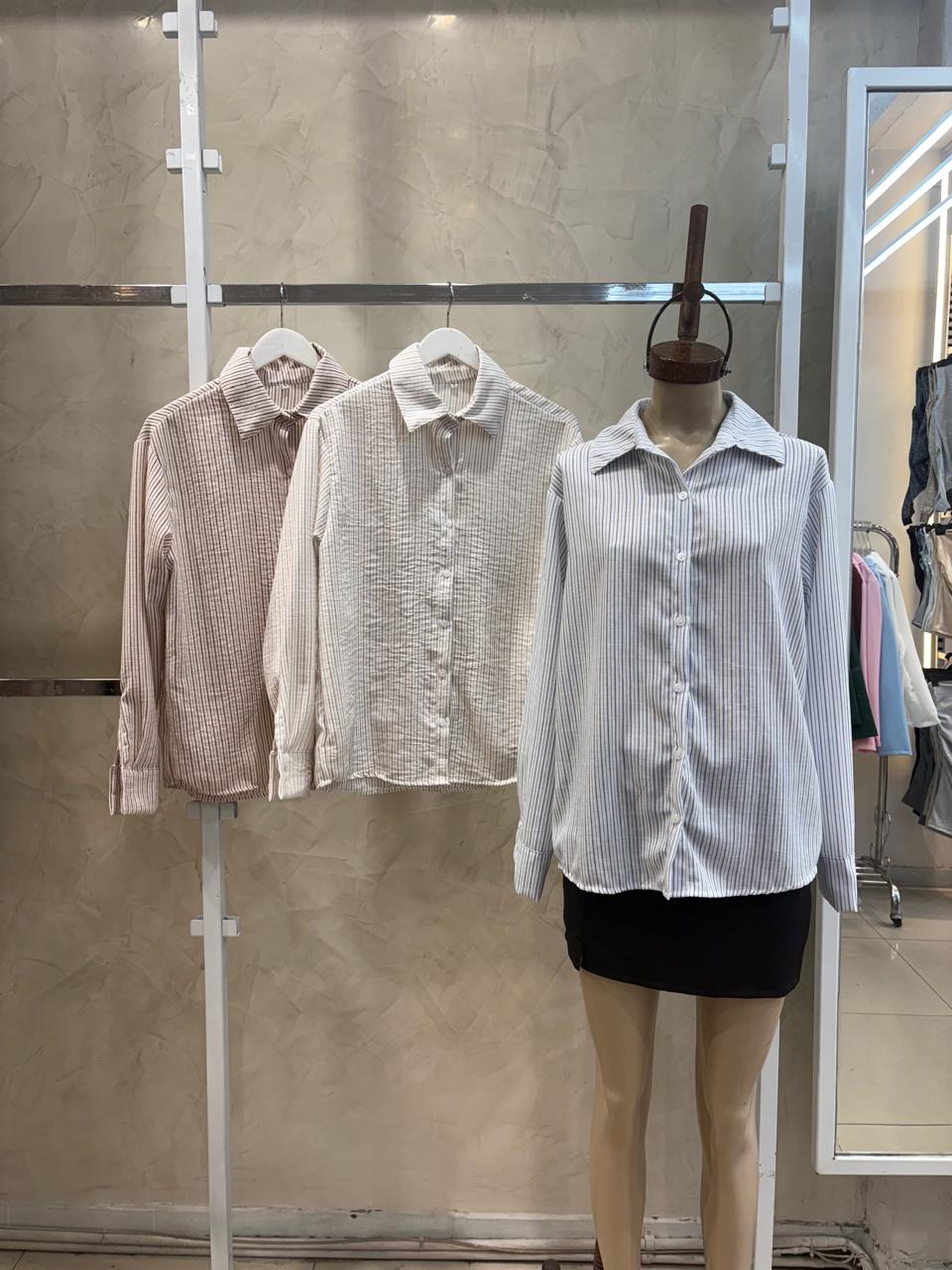 Camisa oversize (Lino rayado)