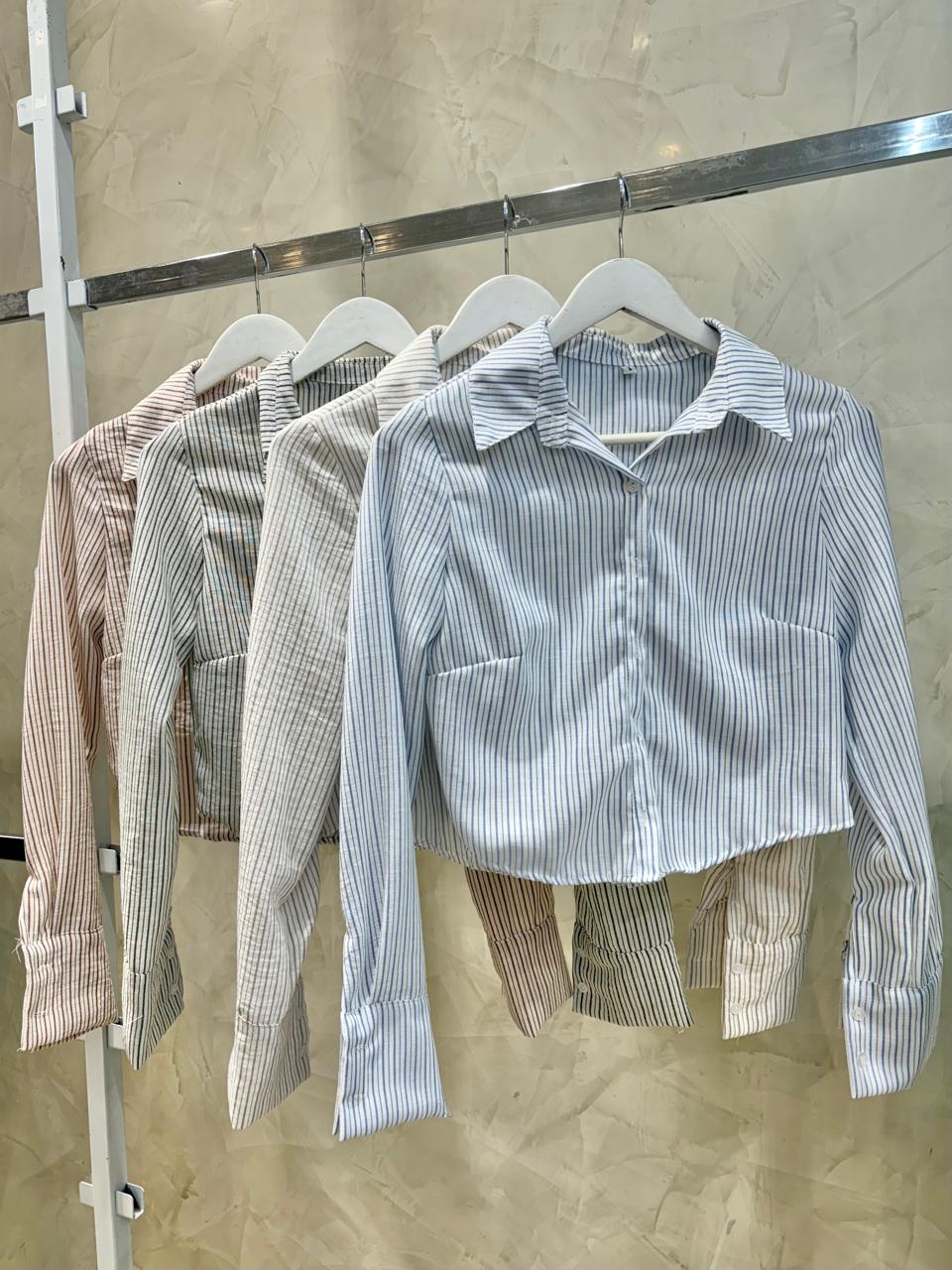 Camisa corta (Lino Rayado)