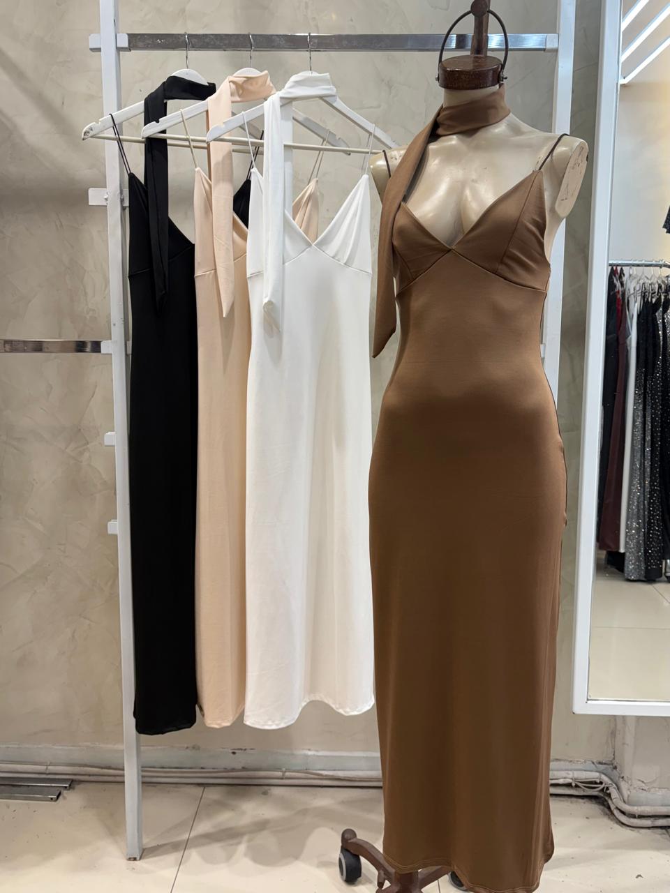 Vestido largo c/ lazo (Microfibra)