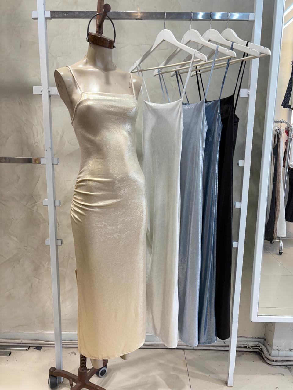 Vestido recto fruncido (Brillo)