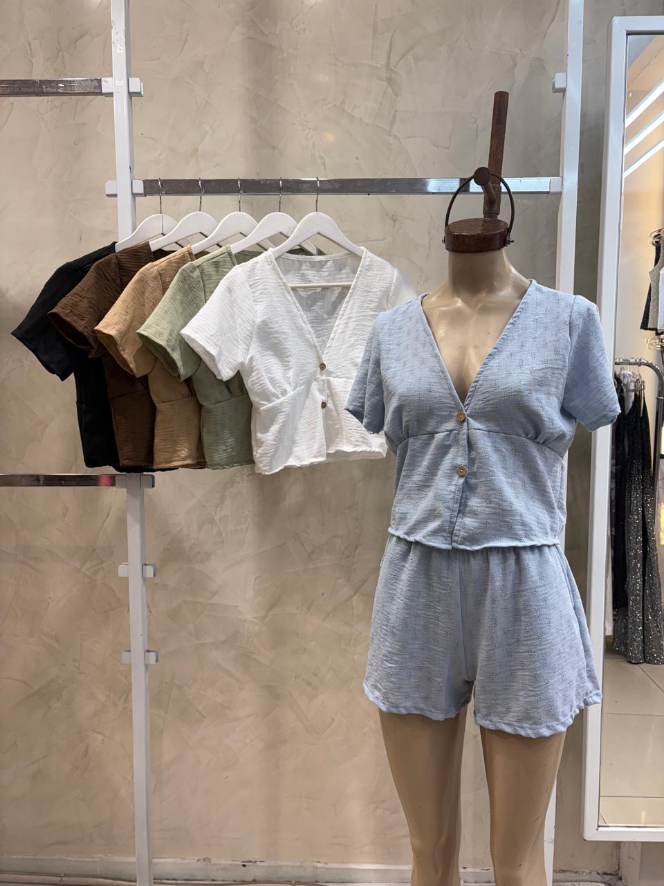 Blusa V botones (Lino)