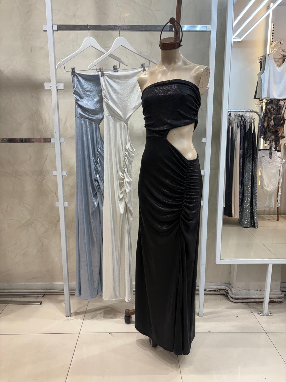 Vestido strapless Fruncido (Brillo)