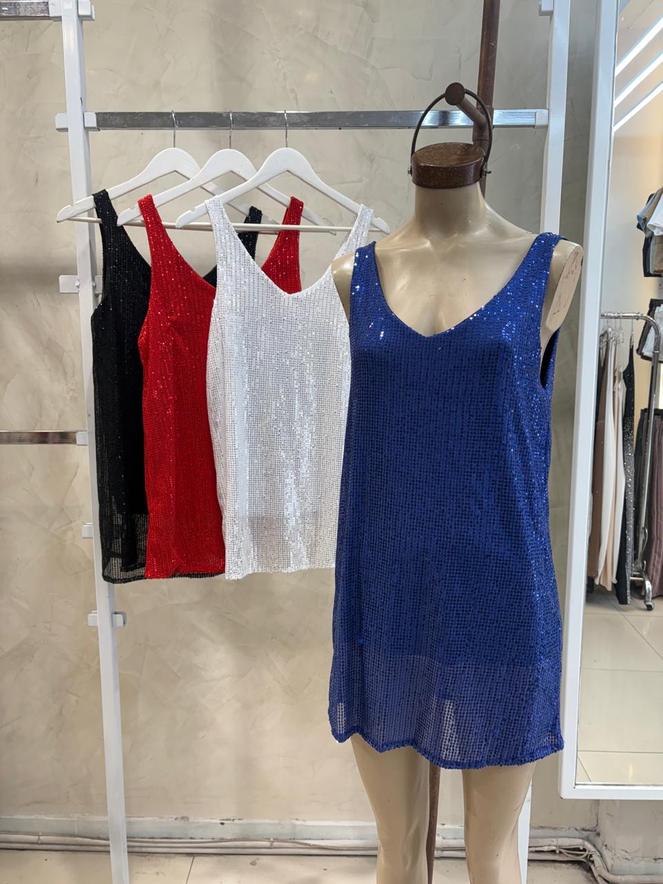 Vestido Cuello V (lentejuela )