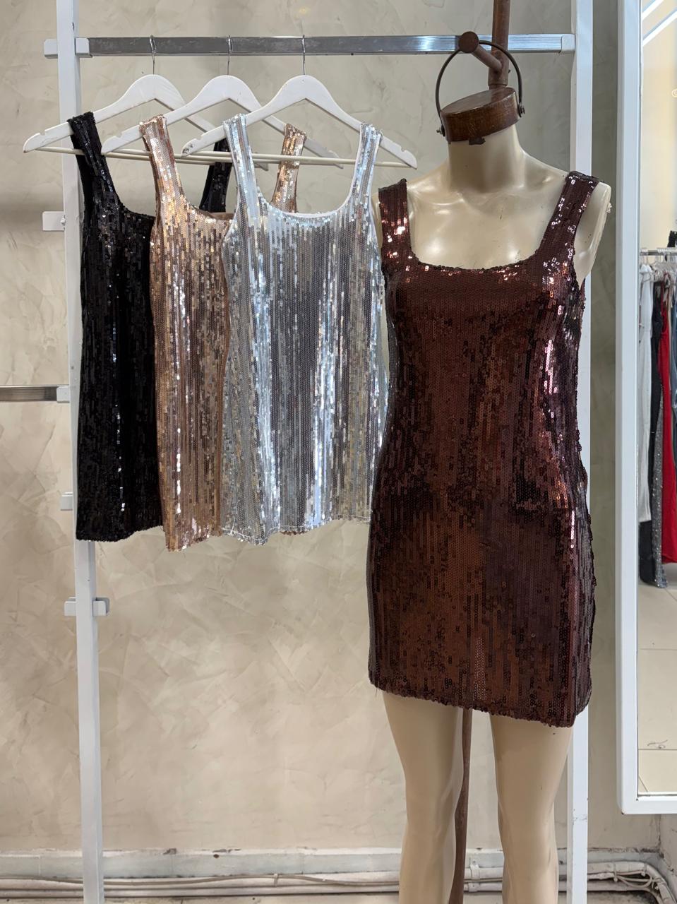 Vestido Escote Cuadrado Zoe (Lentejuela)