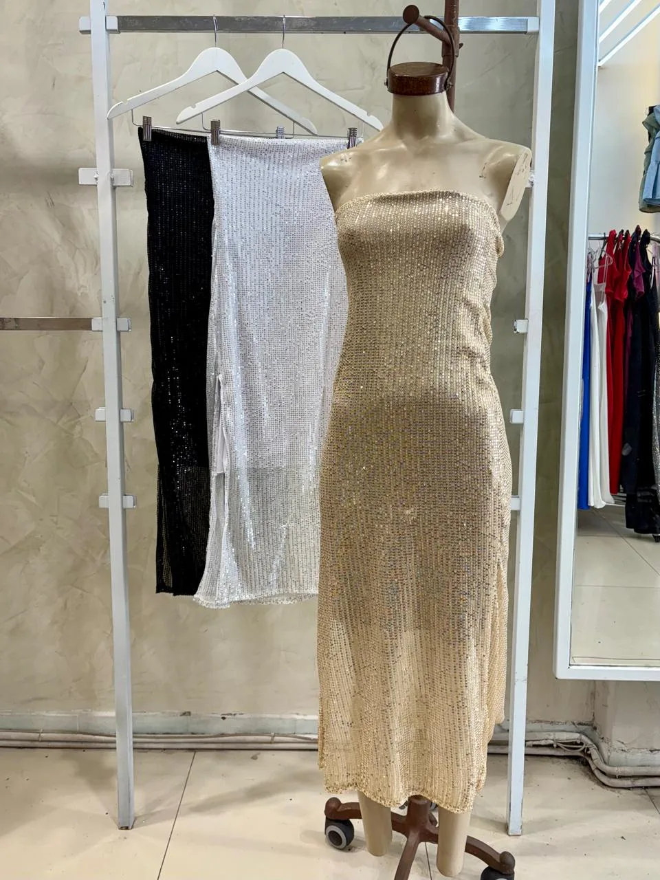 Vestido Largo strapless (Lentejuela)