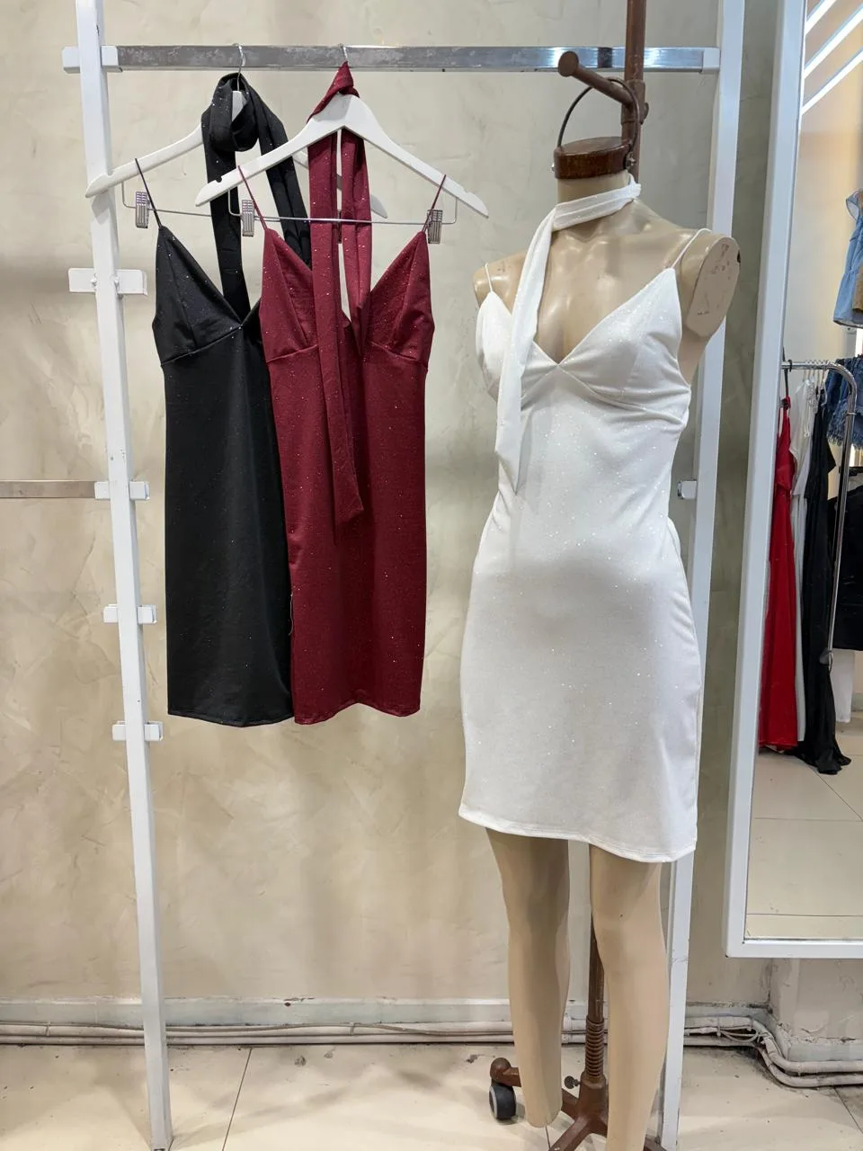 Vestido Corto con lazo (Glitter)