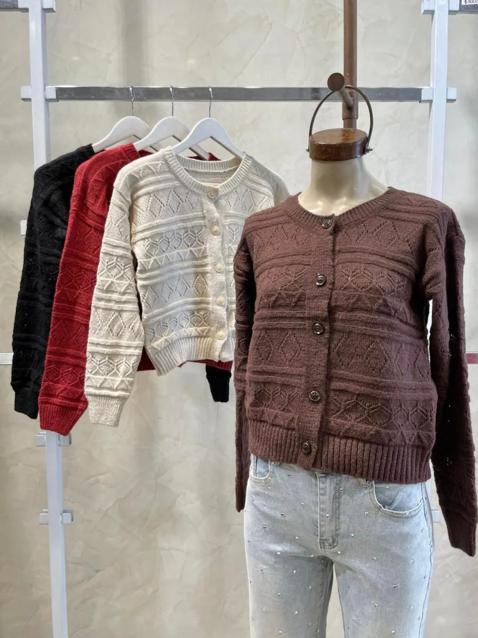 Cardigan Rombo c/Botones (Tejido)