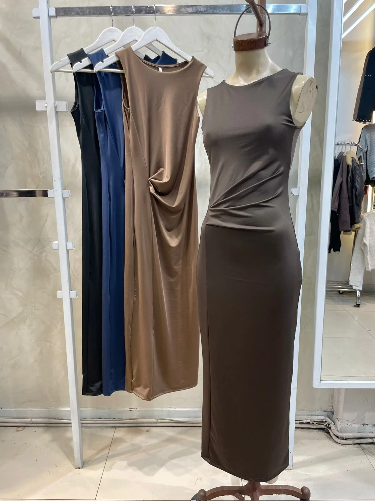 Vestido Largo Fruncido (microfibra)