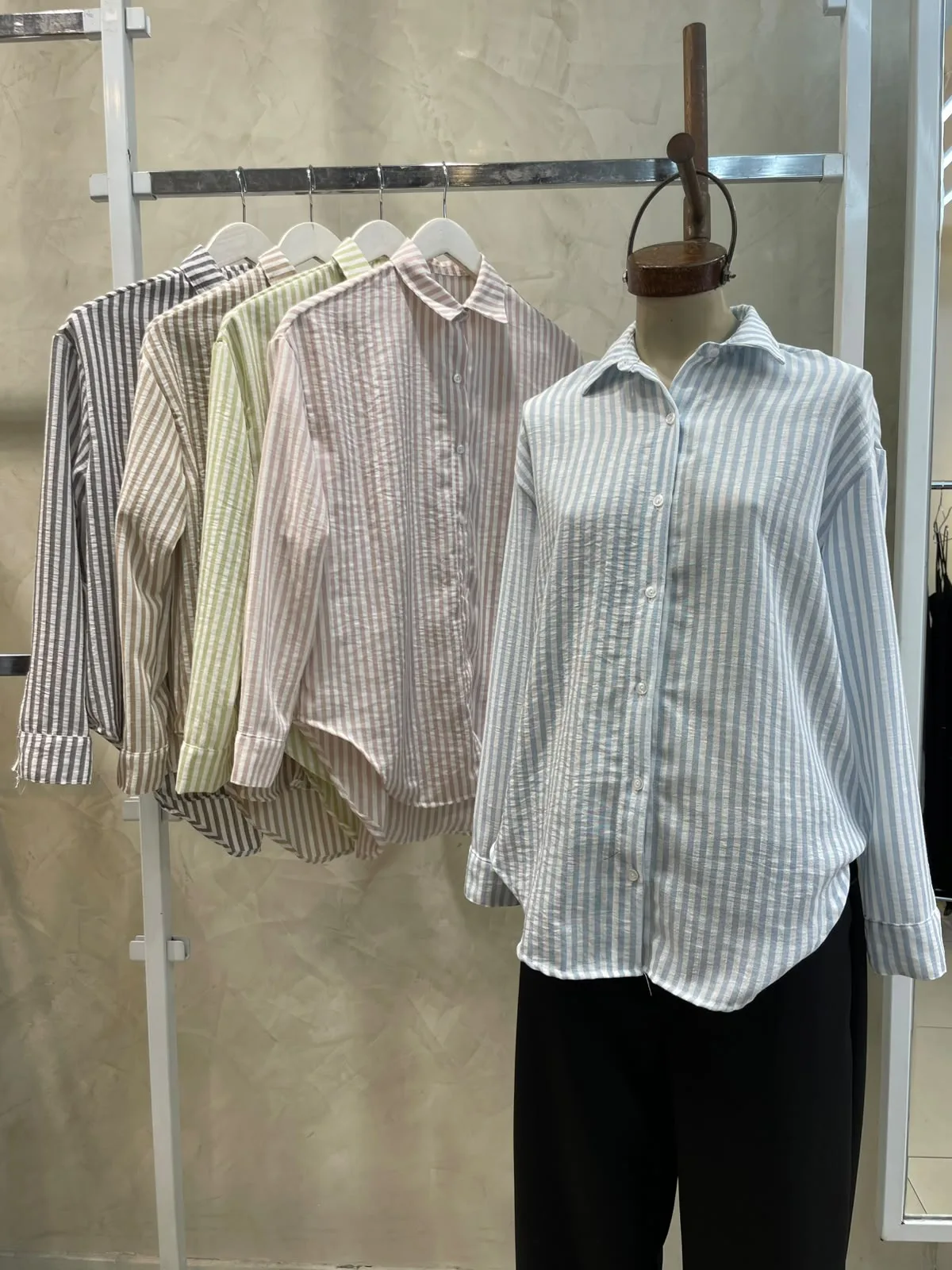 Camisa Larga (Lino Rayado)