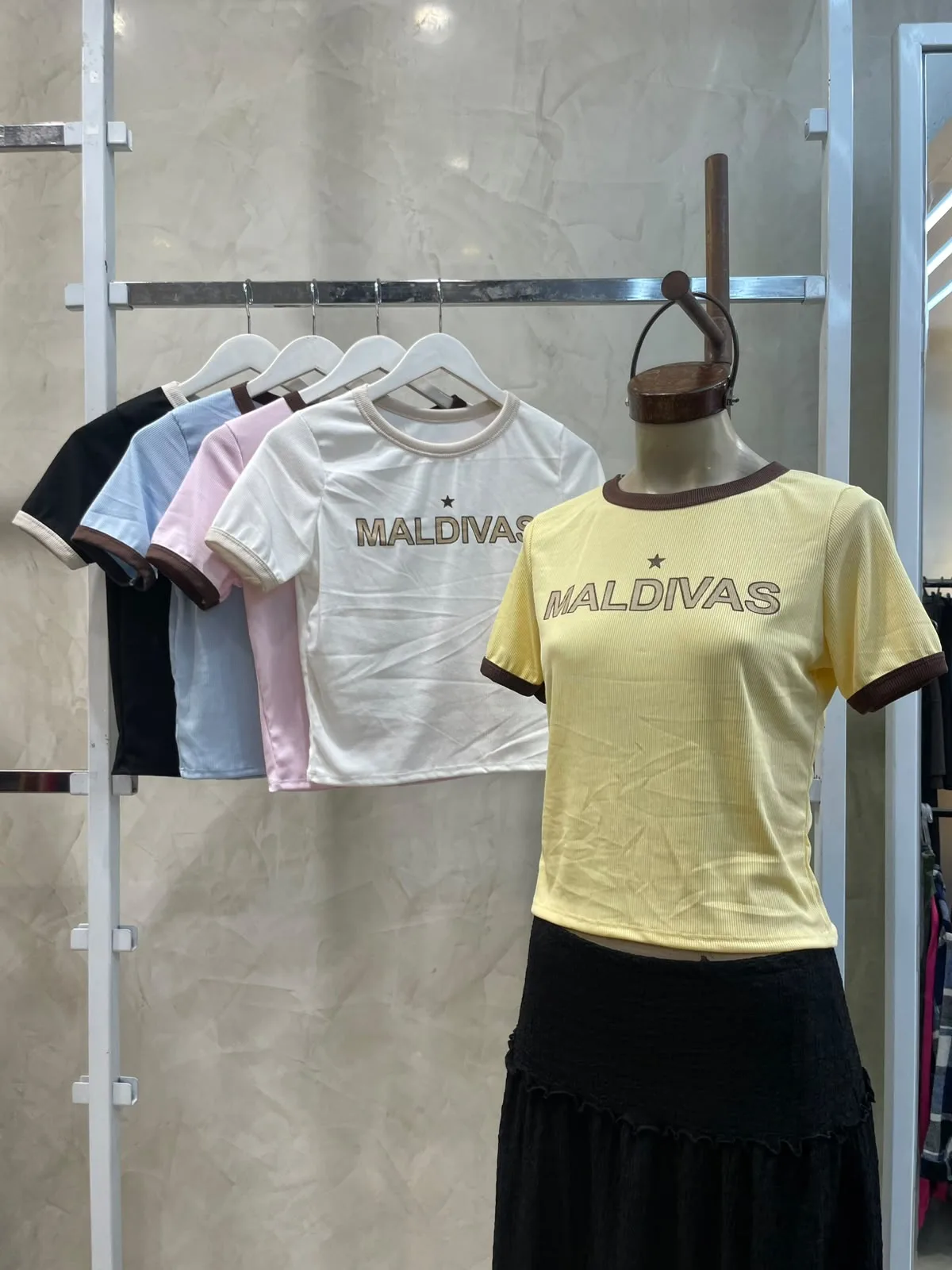 Remera Combinada "MALDIVAS" (morley)