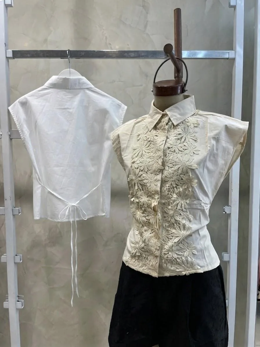 Camisa floreado c/ tiras (importado)