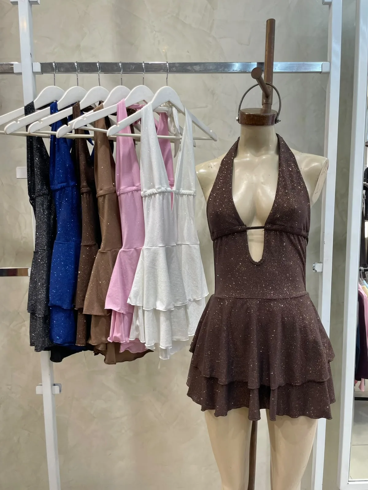 Vestido Doble Volado Marilyn (brillo)