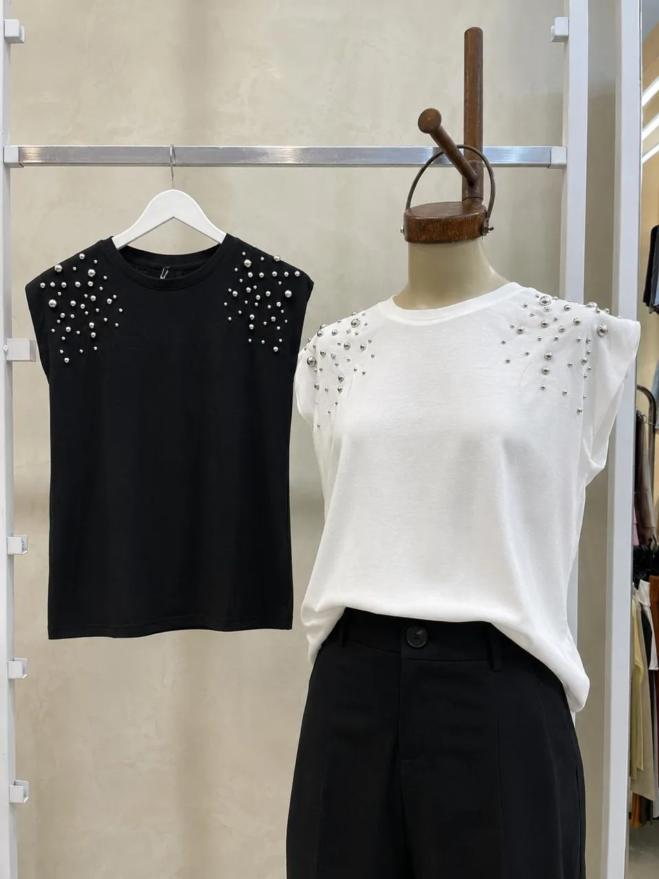 Remera Algodon c/ perlas (importado)