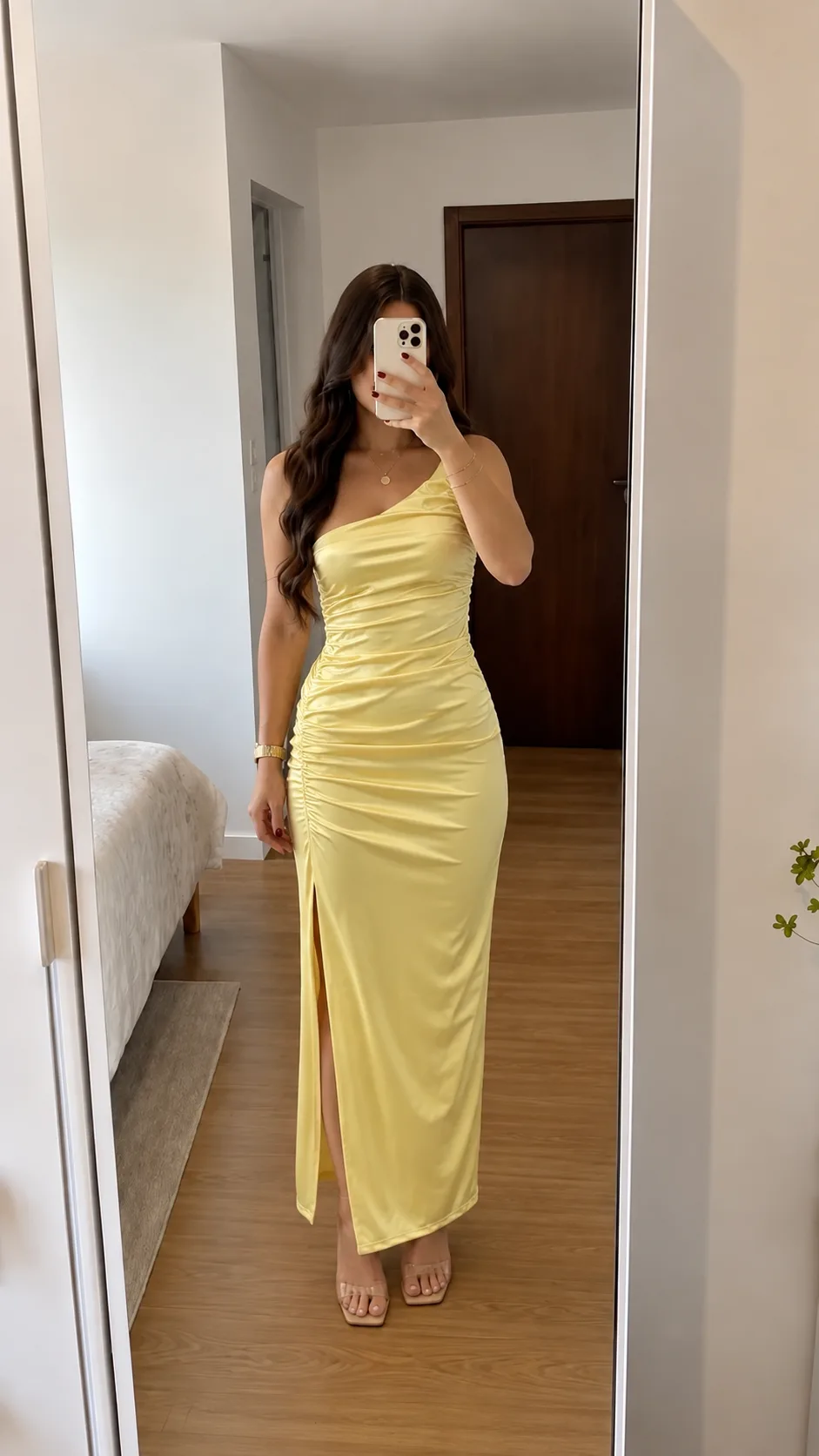 Vestido Un Hombro Fruncido (tricot)