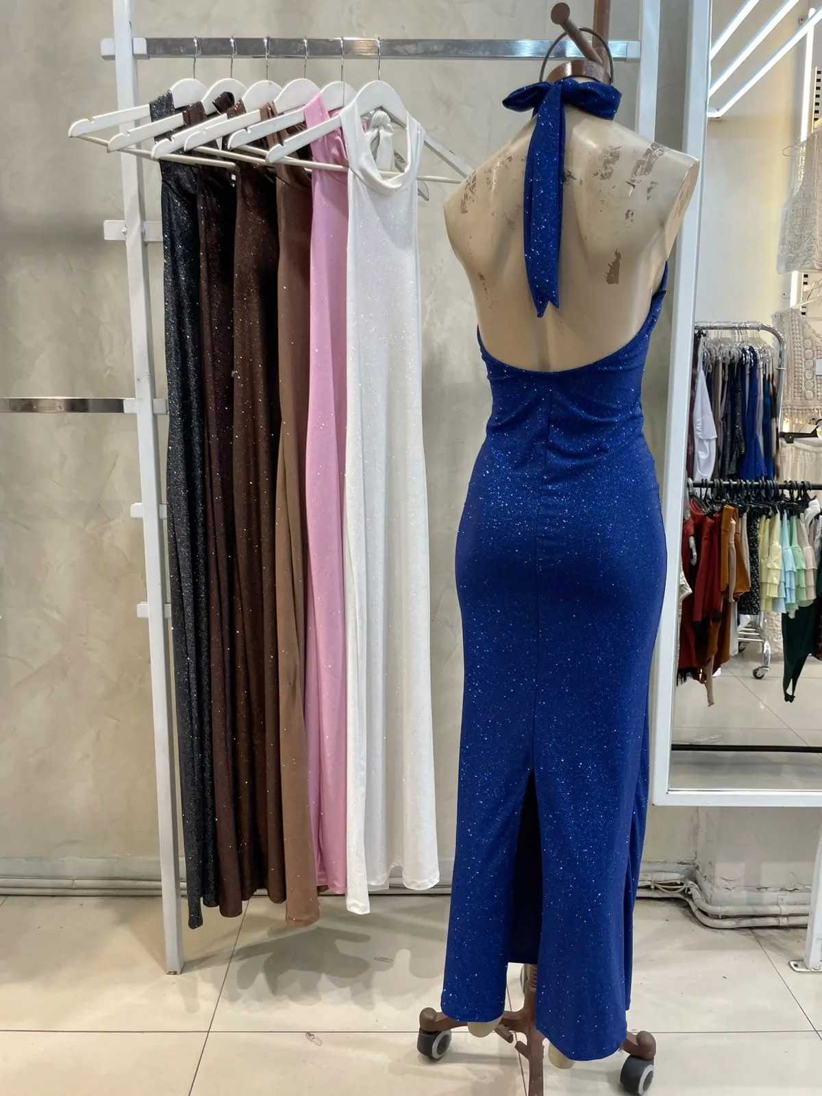 Alternative view of Vestido Largo Para Atar (brillo)