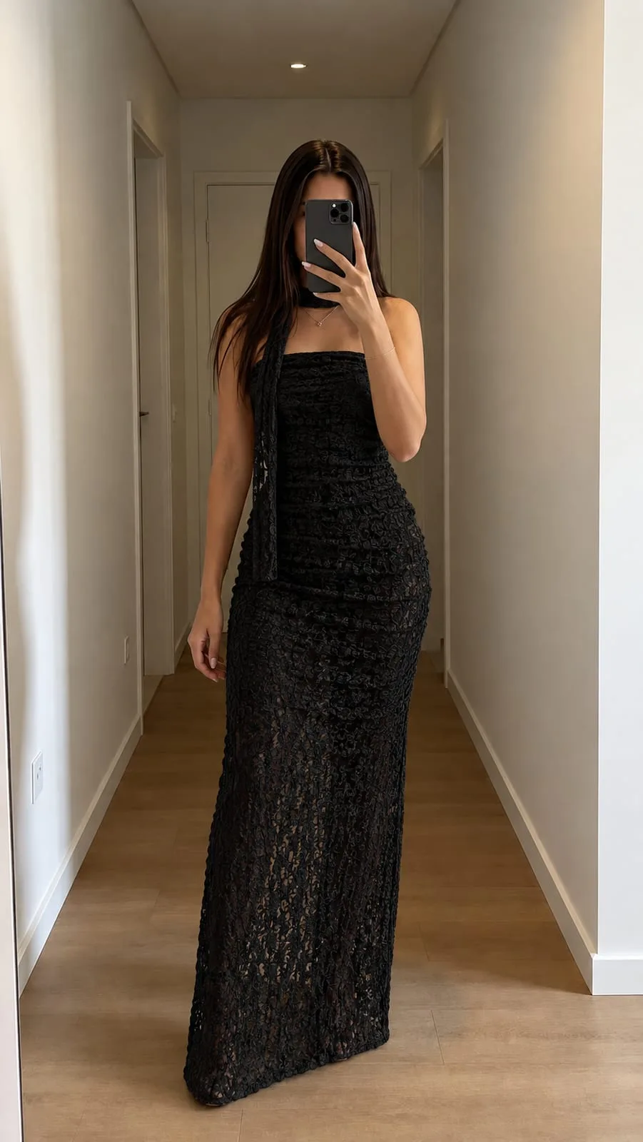 Vestido strapless fruncido (Encaje)
